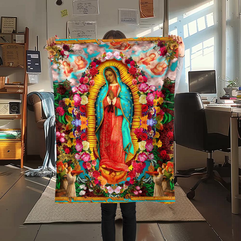 

1Pc Virgin Mary Print Flannel Blanket, High quality Comfortable for All Seasons, Home Decor, Warmth and Comfort, Perfect for Christmas Gifts 80cm x 120cm
