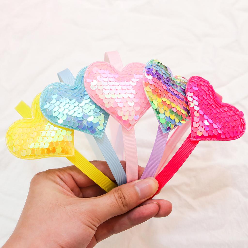 Mode Glitzer Herz Stirnbänder für Mädchen Niedliche Pailletten Stern Haarreifen Kinder Party Stirnband Kinder Kinder Mädchen Haarschmuck