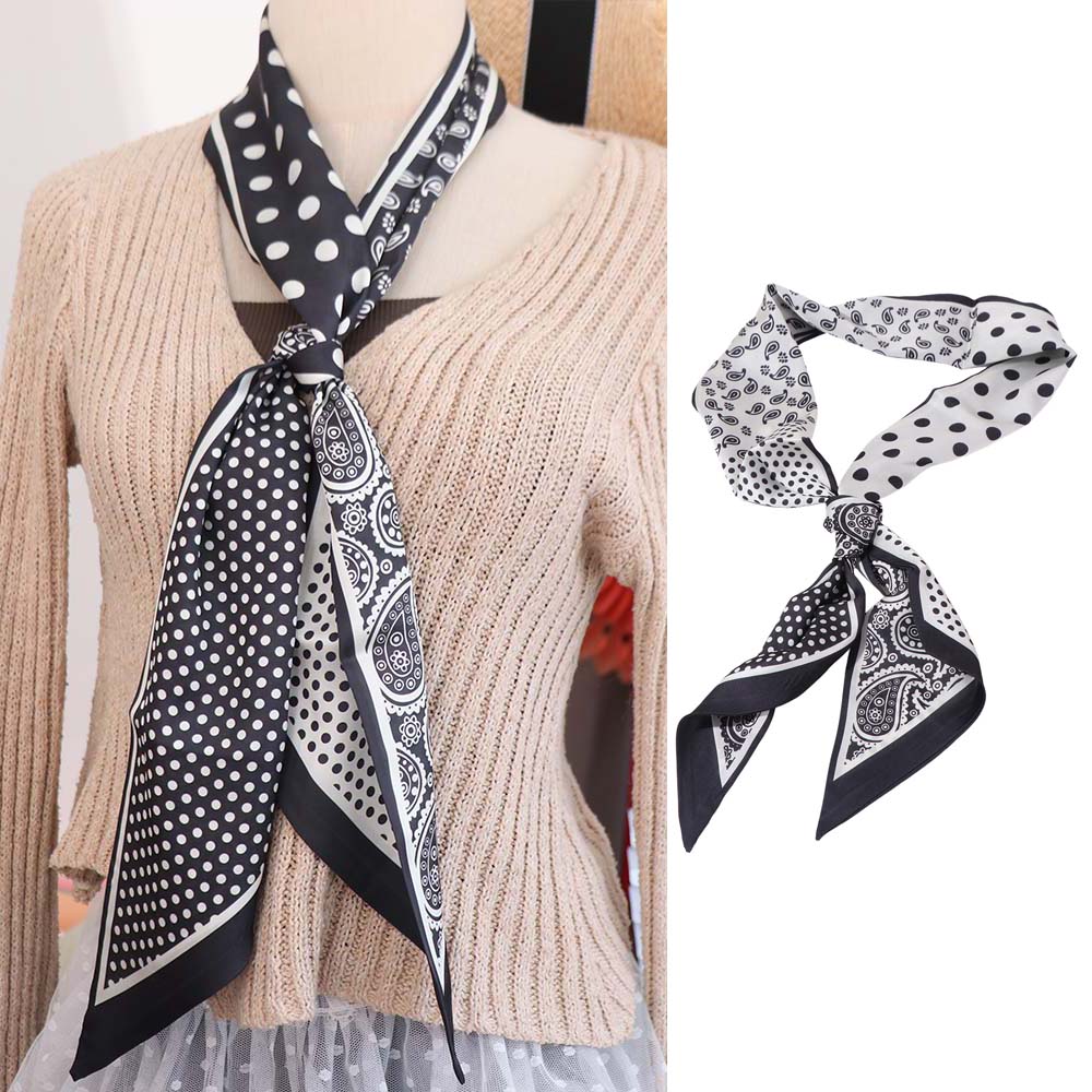 Cashew Nut Print Scarf Headband Thin Long Scarves Luxury Polka Dot Scarf  Head Scarf
