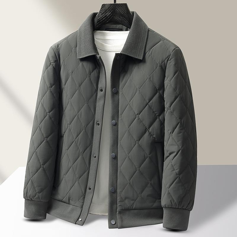 Men's Winter Ribbed Collar Cotton Mulberry Silk Jacket - Business Casual Outerwear