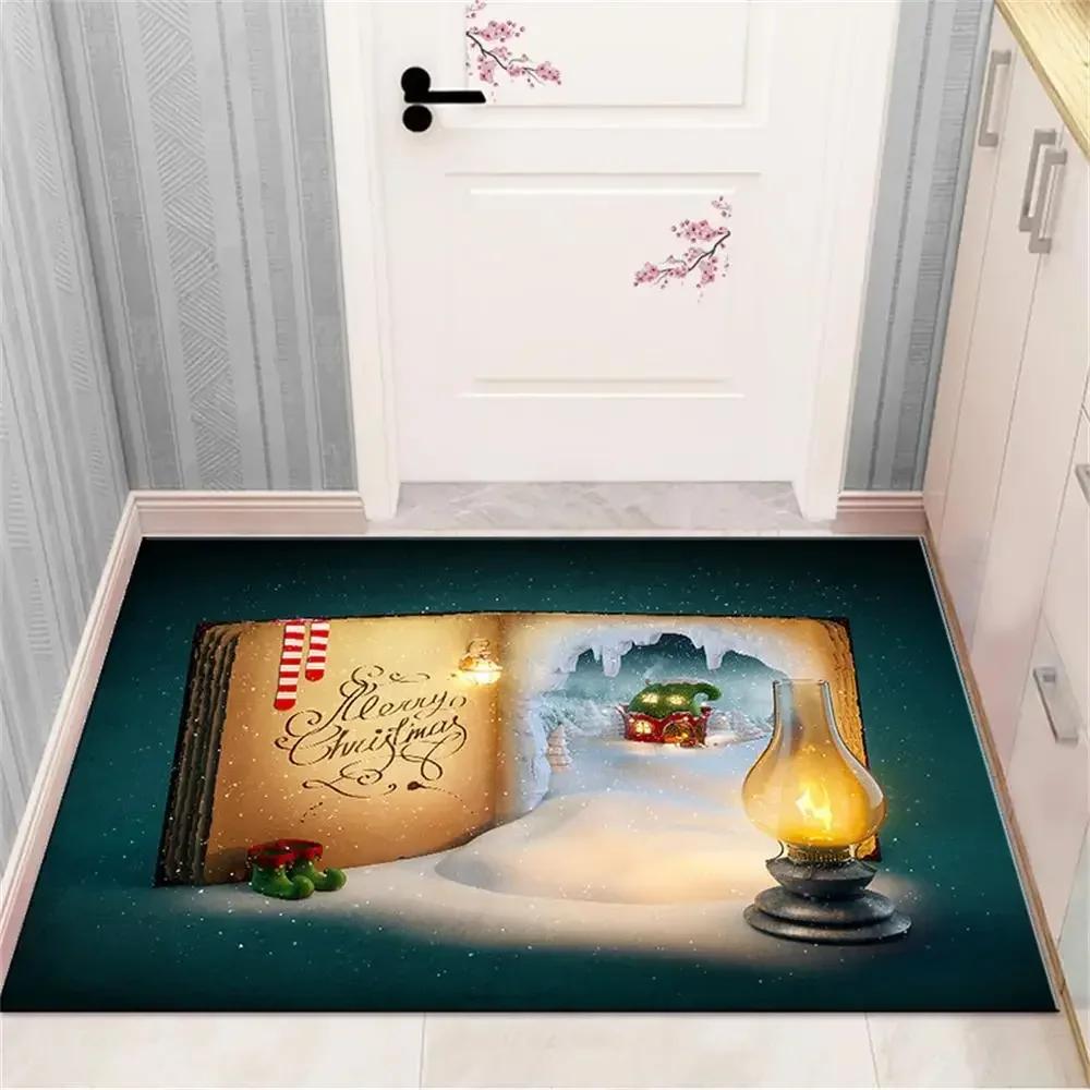 Різдвяні елементи святкування Килим Кухонний килимок Фланелевий килим Дід Мороз Різдво Сніговик Прикраси для домашнього декору