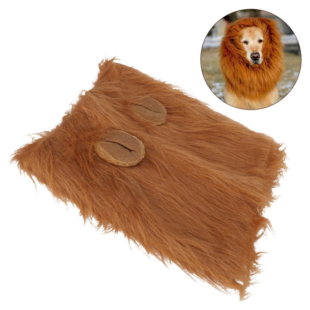 Dog Lion Mane Light Brown Pet Headgear Costume Wig Decoration Tool For Dog Performing Cosplay
