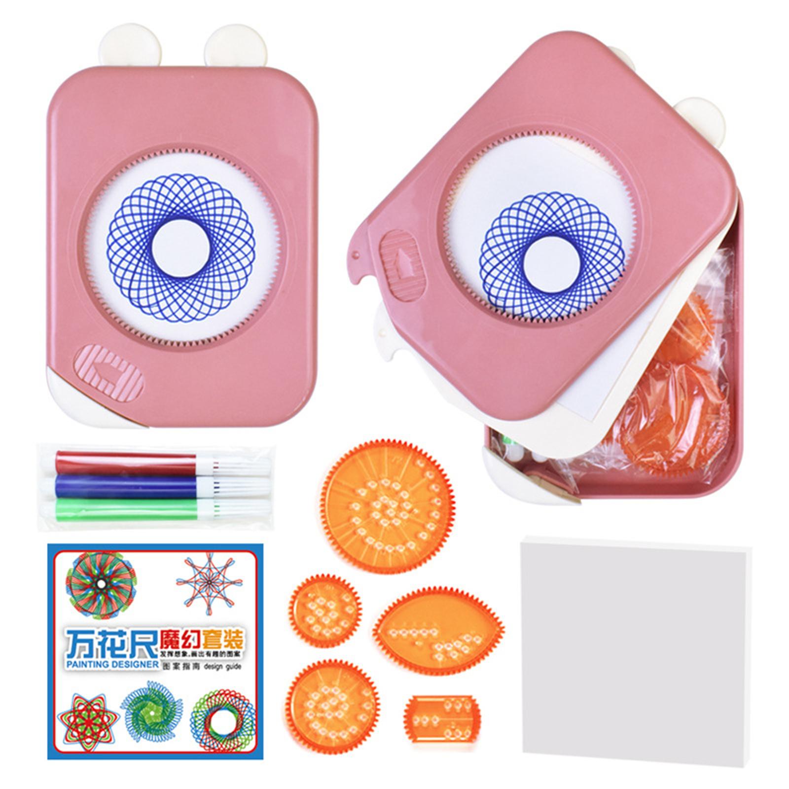 

27 шт. набор игрушек для рисования шестеренки колеса с ручками спиральные узоры аксессуары для рисования геометрическая линейка игрушка 1 мл one size розовый