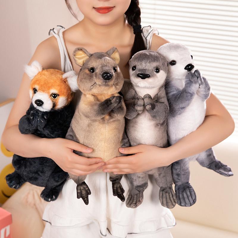 Animals To Thank For Blessing Plush Toys Red Panda Otter Short-Tailed Kangaroo Sea Otter Plush Animals Lifelike Bless Luck Gifts