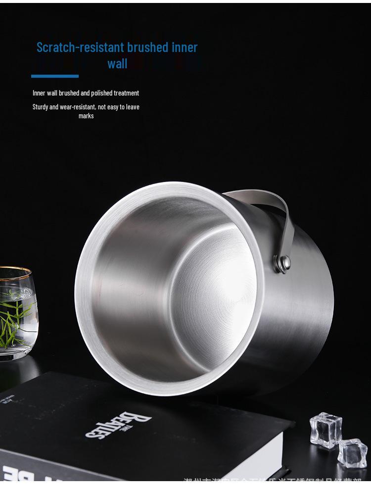 Stainless Steel Double-Layer Ice Bucket with Handle and Lid for Champagne, Wine, or Bar Use