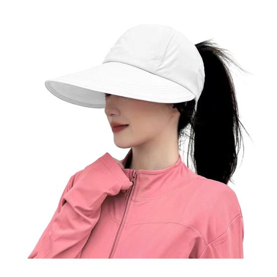 Summer Sun Hat, Wide Brim Sun Protection Hat for Women, UV Blocking Arc Shape Face Slimming Design Beach Travel Outdoor Cap
