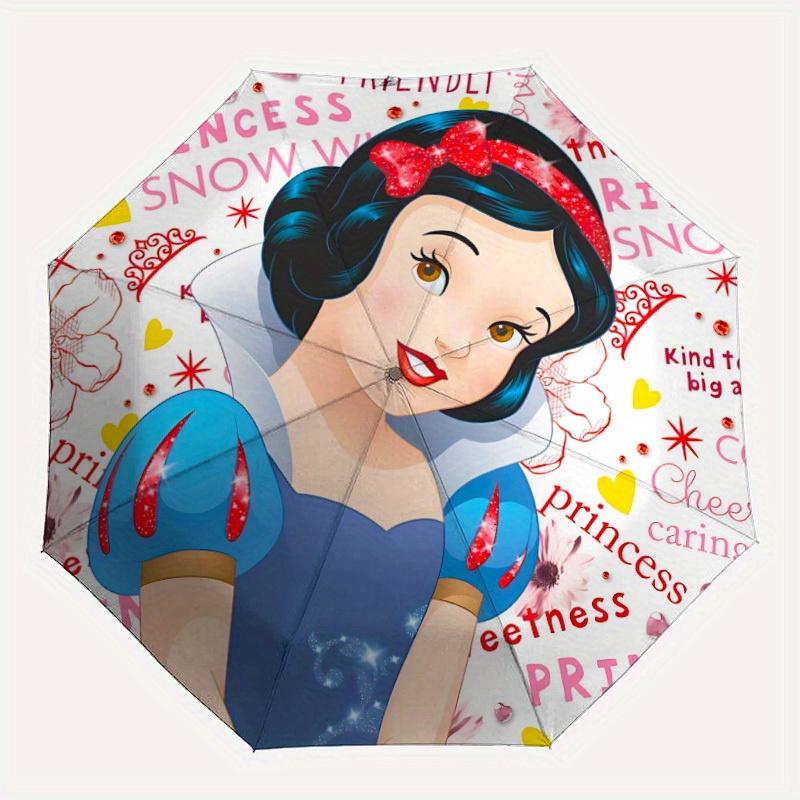

1pc Snow White Automatic Folding Umbrella - Portable Foldable Design with 8 Ribs, Durable Plastic & Iron Frame, Outdoor Umbrella yy250731025