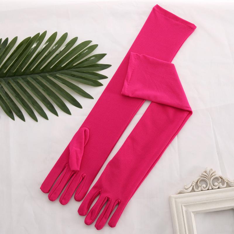 45cm Matte High Elasticity Long Solid Gloves Multiple Colour Driving Cycling Sun Protection Stage Performance Cosplay Dinner