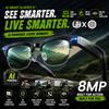 New 8MP AI Smart Glasses For Men Women 1080P Anti-Shake Video for Vlog Recording WiFi Bluetooth Call AI Translation Photochromic