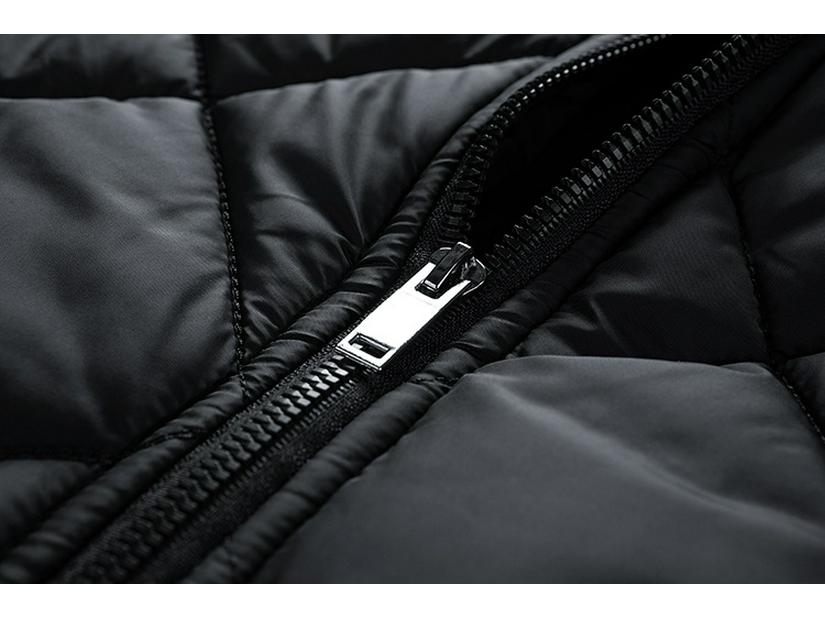 Men's Casual Diamond Baseball Collar Cotton Jacket - European & American Fashion, Plus Size for Autumn/Winter