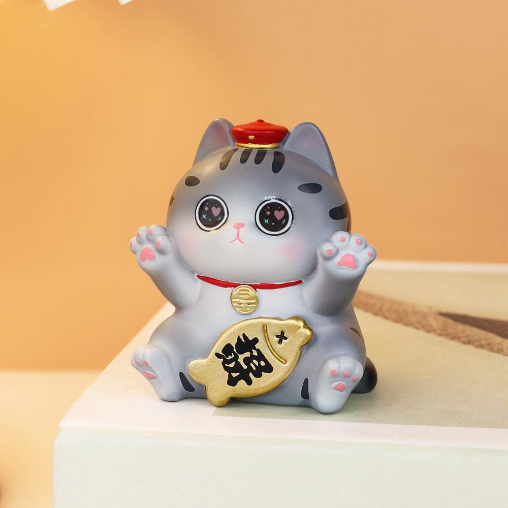 Cat Spirit Resin Art Figurines With Lucky Charm For Home Decor And Gift Giving