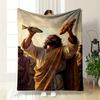 Jesus Bread Fish Blanket Printed Blanket for Living Room Bed Couch Lunch Break Soft Cozy Blanket for Friend's Festival Gift