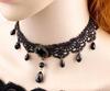 Gotycki Naszyjnik Czarna Koronka Styl Punk Damski Boho Folk Choker Retro
