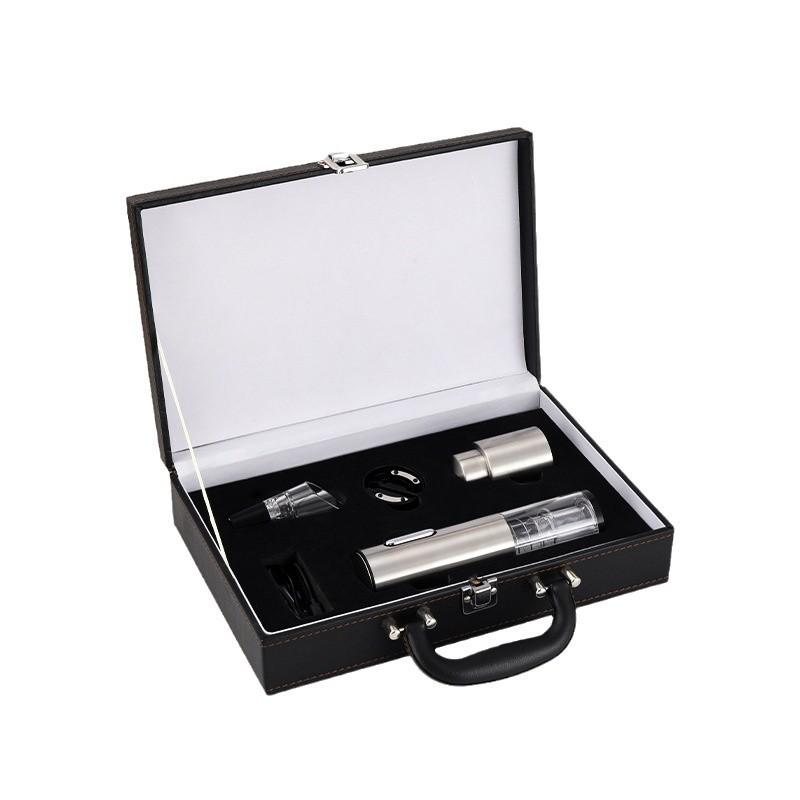 Electric Wine Opener Set, Anniversary Gift Set, Fully Automatic Stainless Steel Wine Opener with Leather Case