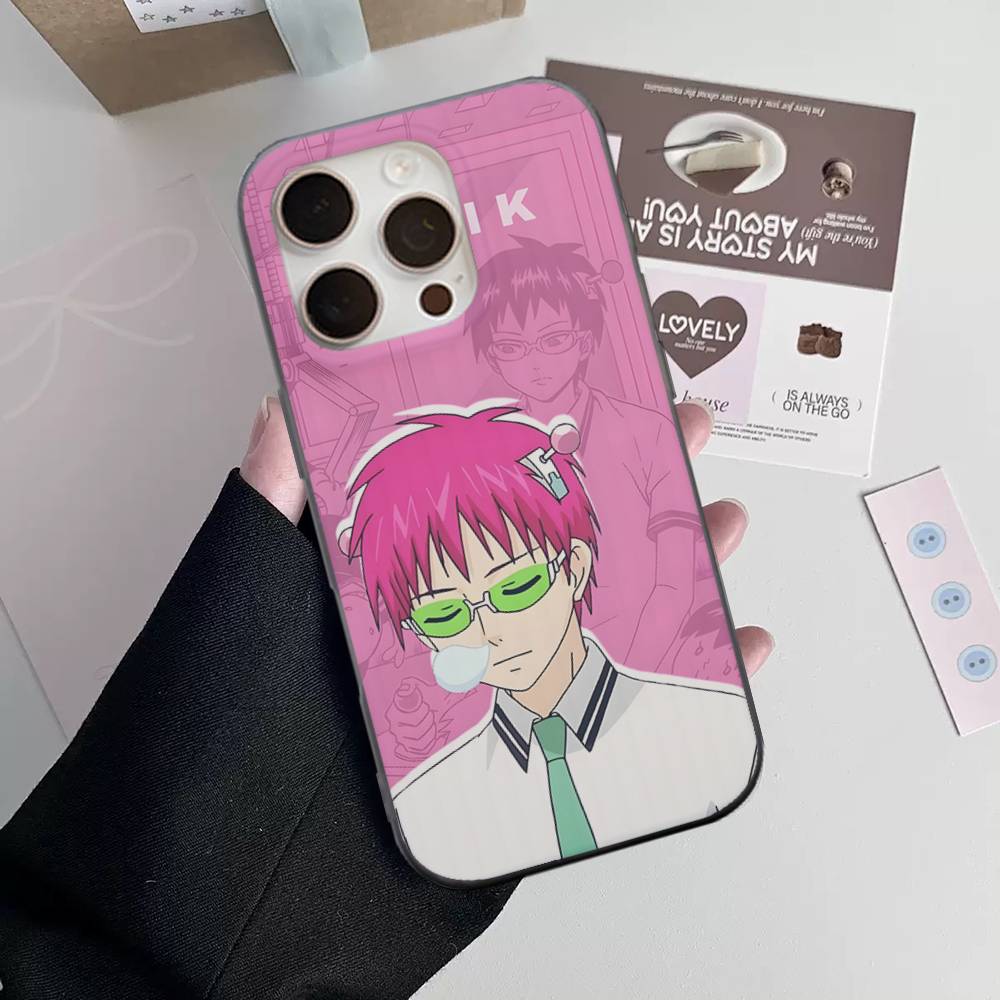 

Cute Kitty Boy Saiki Kusuo Corrugated Stripe Phone Case For IPhone 17 16 15 14 13 12 11 Pro Max Plus Pro Shockproof Cover iPhone 17pro max