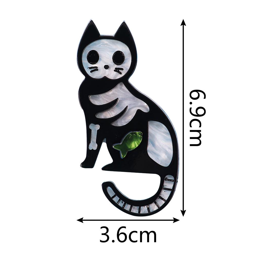 2025 New Acrylic Black White Cat Brooches Lapel Pins for Women Cute Cartoon Fish Animal Resin Brooch Badges Accessories