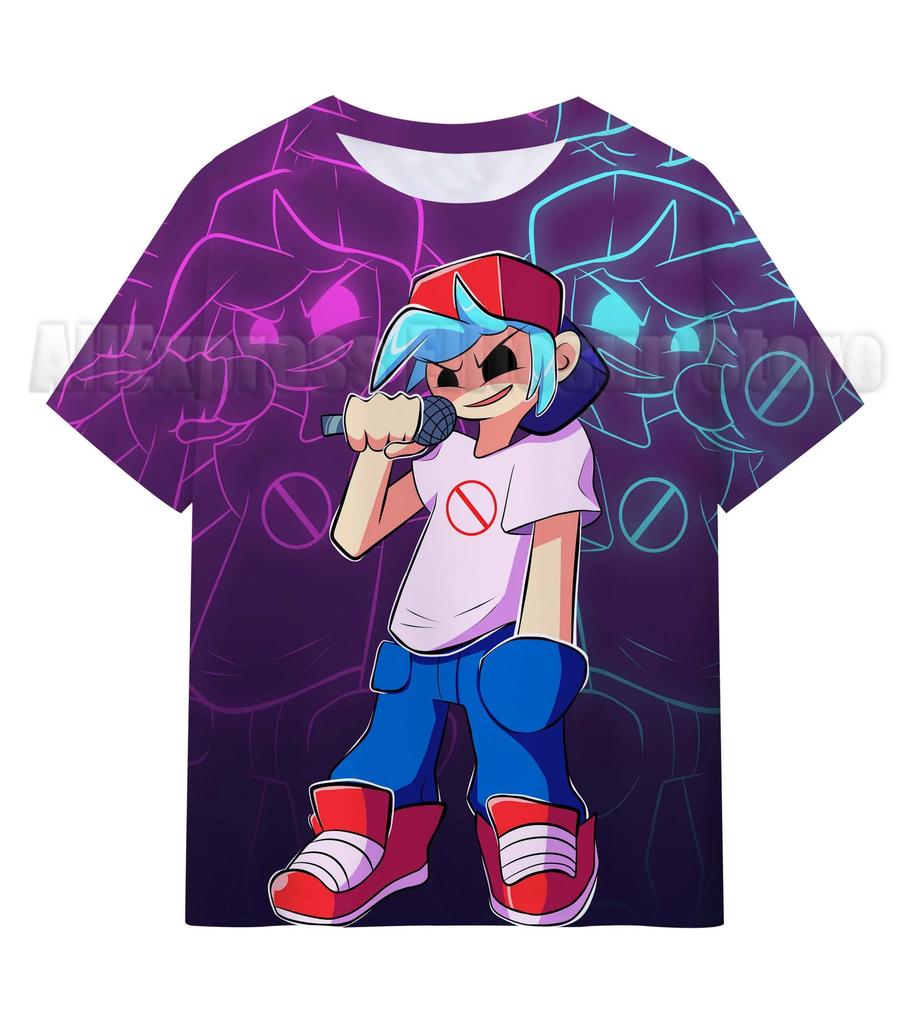 Friday Night Funkin 3D T Shirts Kids Children Game T-shirts Boys Girls Cartoon Anime Tshirts Summer Toddler Tee Streetwear