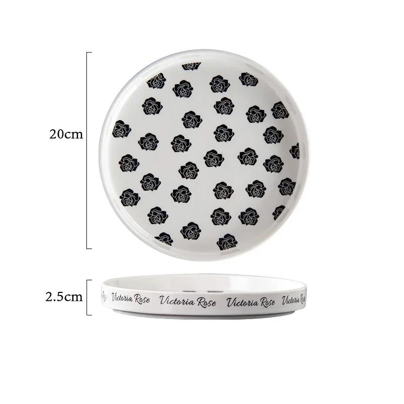 Creative Rose Flowers Ceramic Plate Luxury Restaurant Delicious Salad Bowls Home Afternoon Tea Snacks Plates Exquisite Tableware