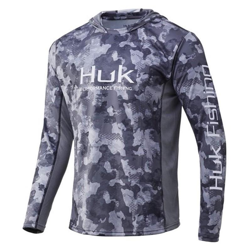 Men's Fishing Clothes HUK Long-sleeved Hooded UPF50 Sun Protection UV Breathable Quick-drying