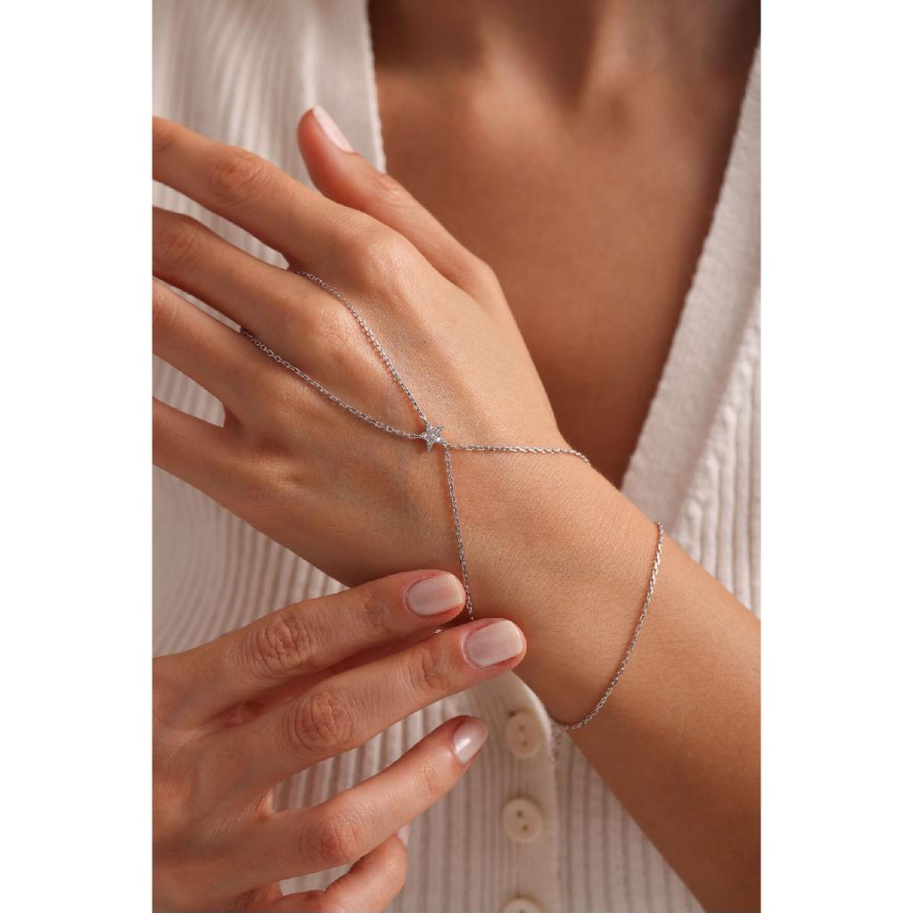 925 Sterling Silver Rodium Coating Star Model Ahmeran Bracelet