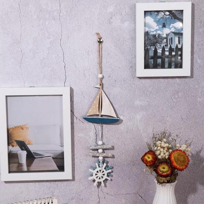 1 Sailboat Party Supplies Small Fish Ocean Style Decorative Hanging Ornaments Wooden Pendant Crafts