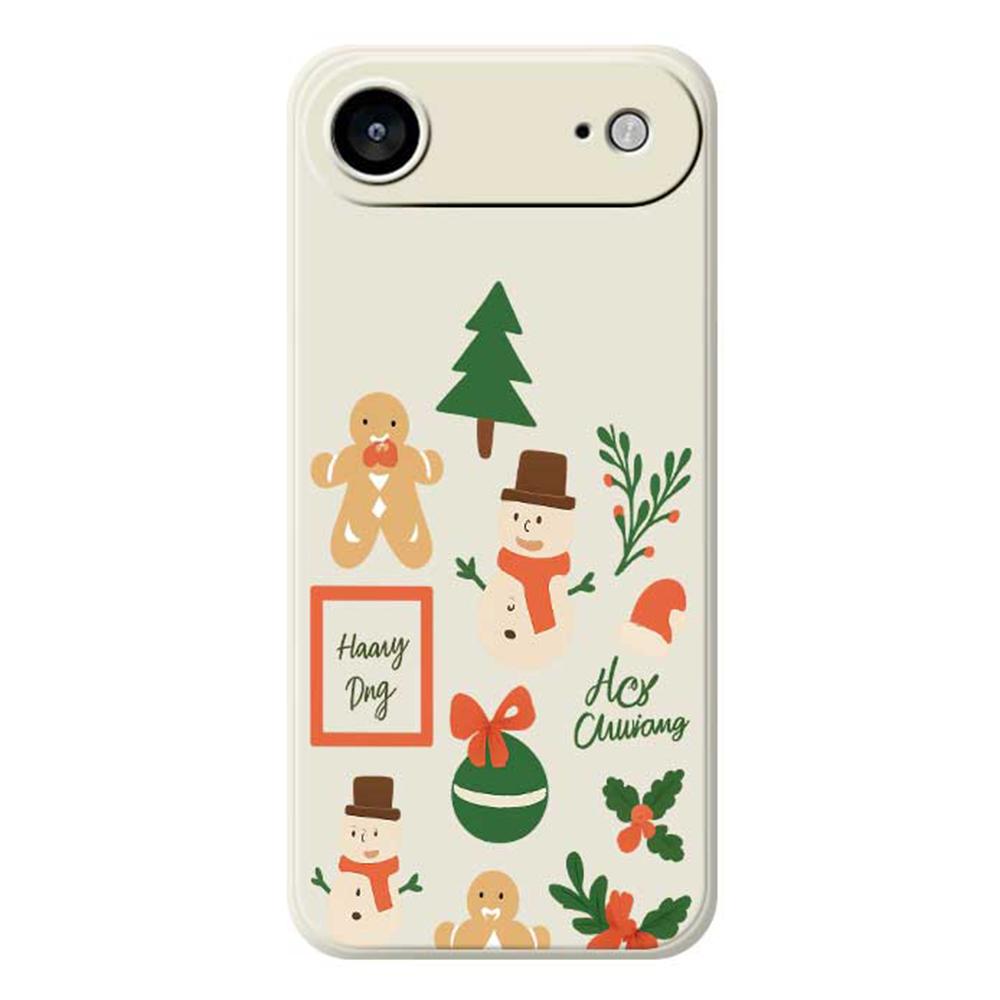 

For iPhone 17 Air Case Christmas Snowman Pattern Printing Straight Edge TPU Phone Back Cover Beige