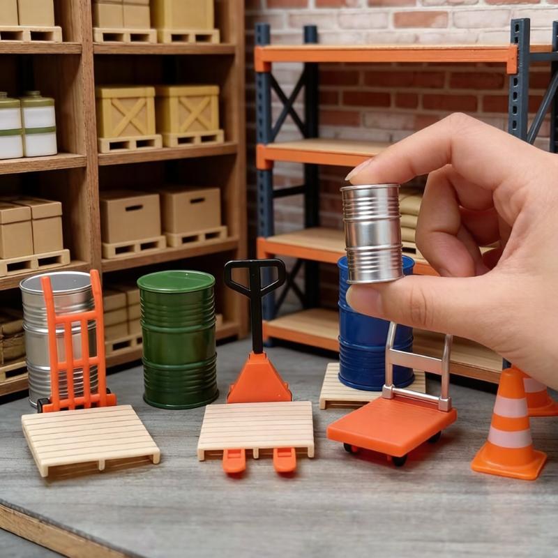 Miniature Warehouse Scene Model Kit Dollhouse Logistics Scene Model Decoration Dolls House Micro Scene Construction Props