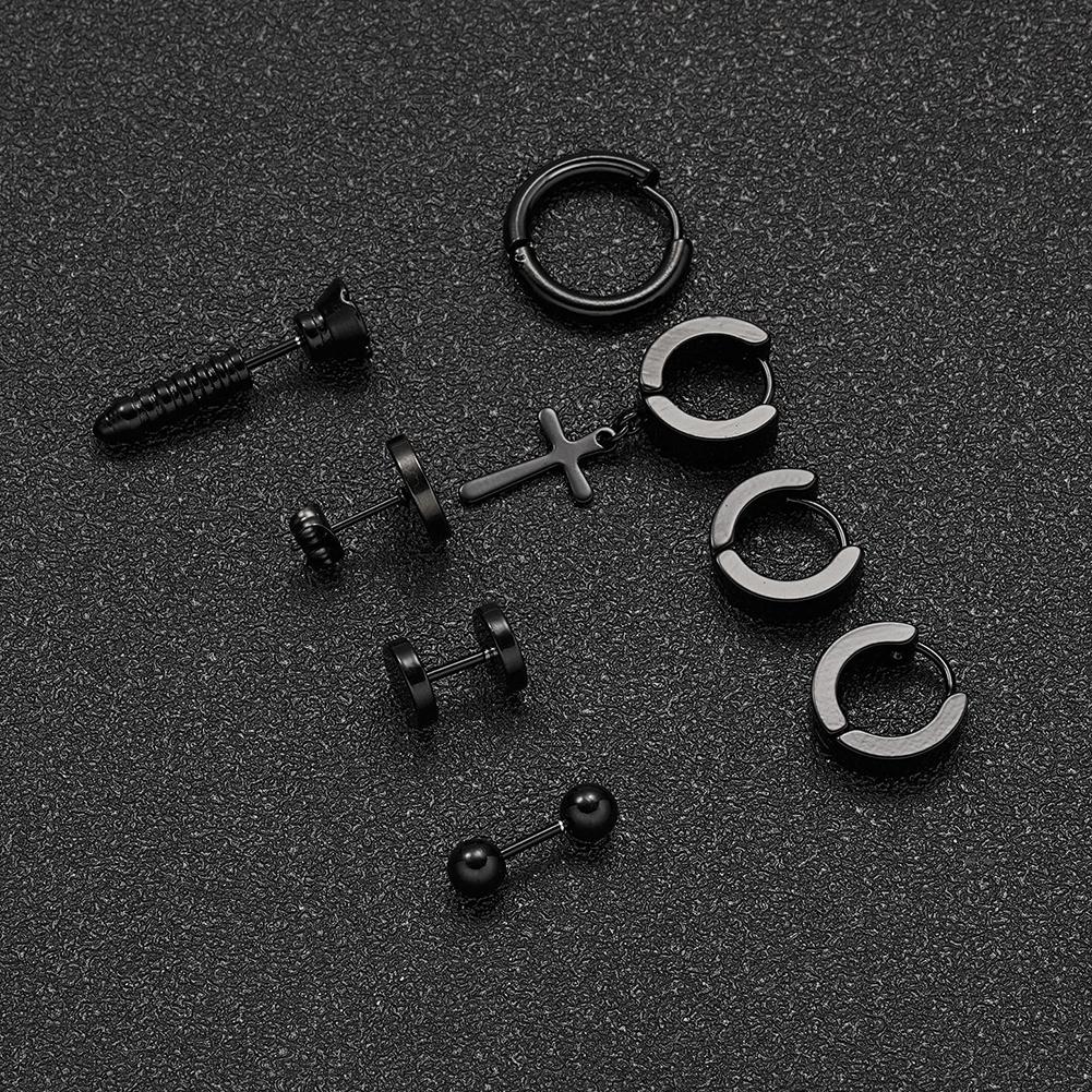 Black Stainless Steel Stud Earrings Simple Fashion Earrings Creative Ear Buckles Accessories Jewelry