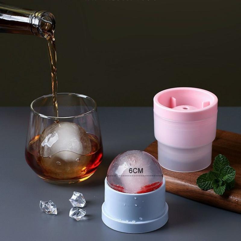 2Pcs Large Silicone Sphere Ice Mold Easy-Release for Whiskey Cocktails Juice and Parties Food Grade Ice Mold Round Ball