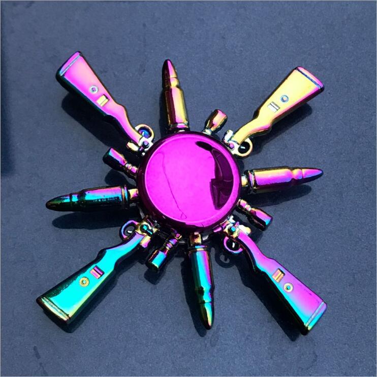 Colorful Zinc Alloy Fidget Spinner: Black Tech Stress-Relief Toy for Students and Kids.