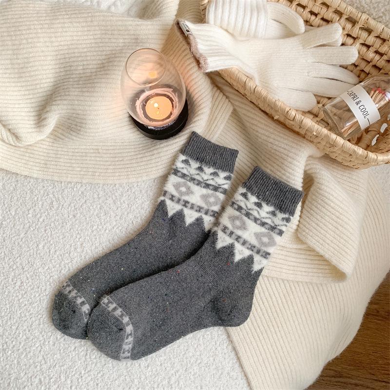 

Шерстяные носки с острова Скай: Толстая, теплая пряжа с узелками в японском стиле, дизайн «Снеговик» для осени и зимы One Size