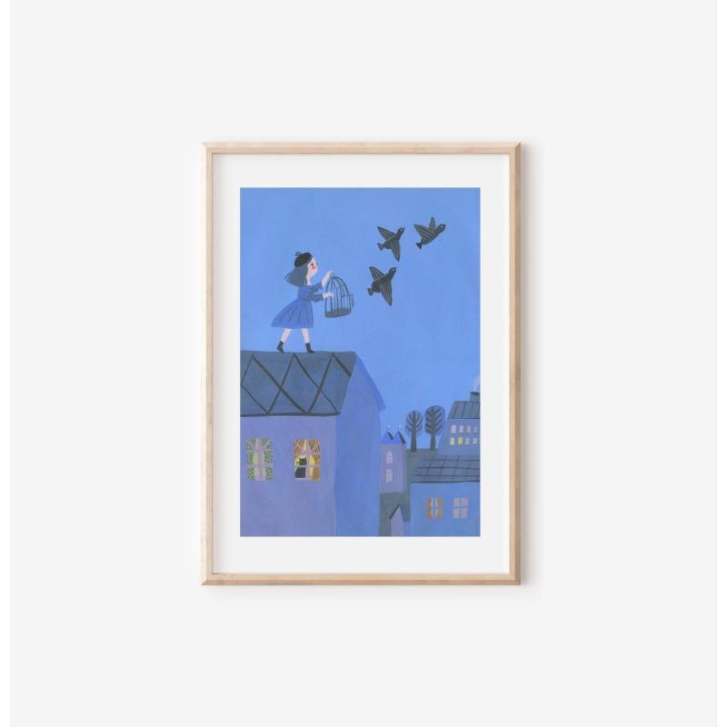 1pc Children's Day Art Poster Cute Girl with Animals Nature Art Boys and Girls Room Decoration Perfect Gift for Children's Day