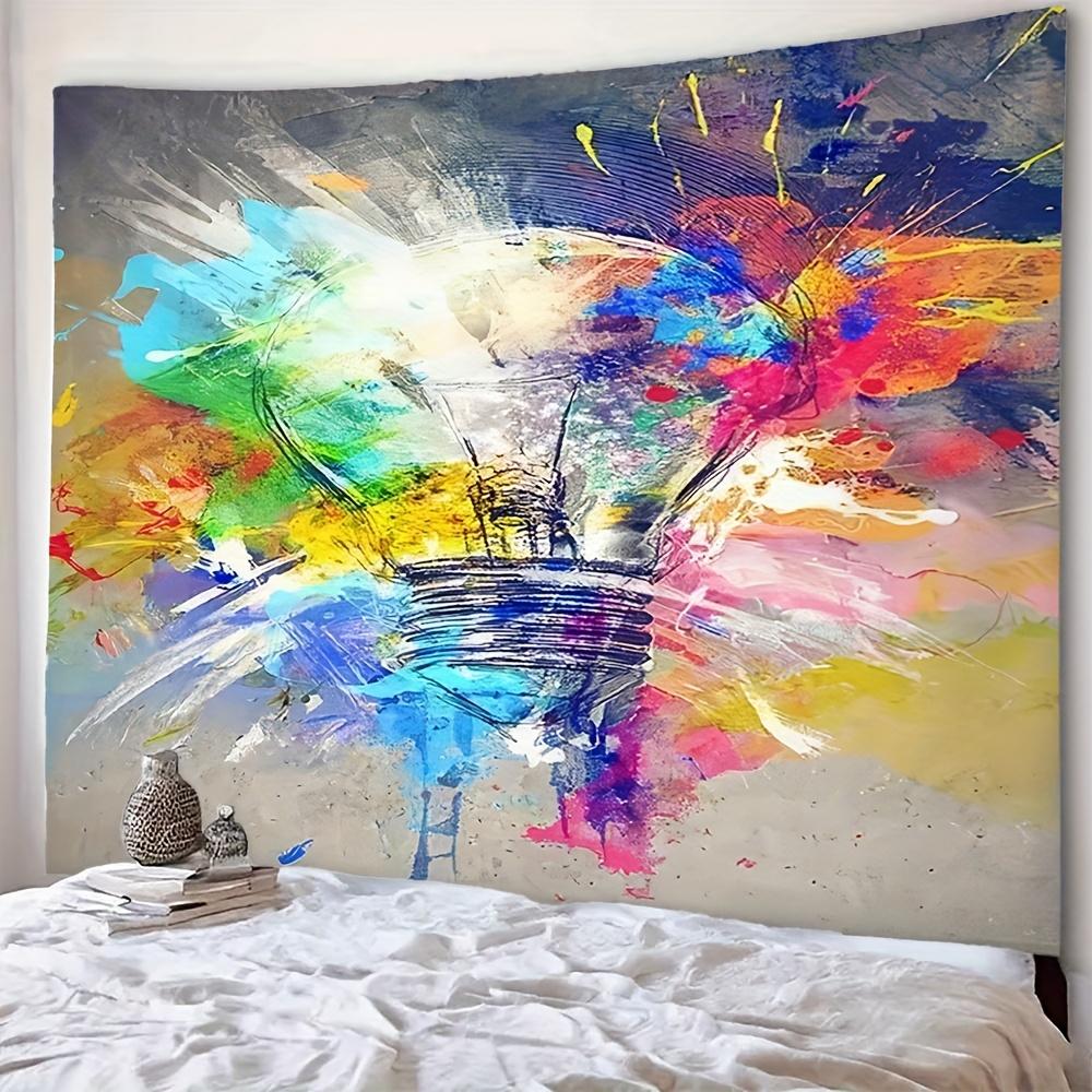 Brightly Colored Bulb Design Digital Printing Polyester Wall Tapestry Suitable for Use Living Rooms Bedrooms Offices Bars Party