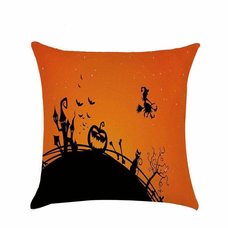 Cotton Linen Halloween Sofa Decor Cushion Cover With Stylish Pumpkin Design