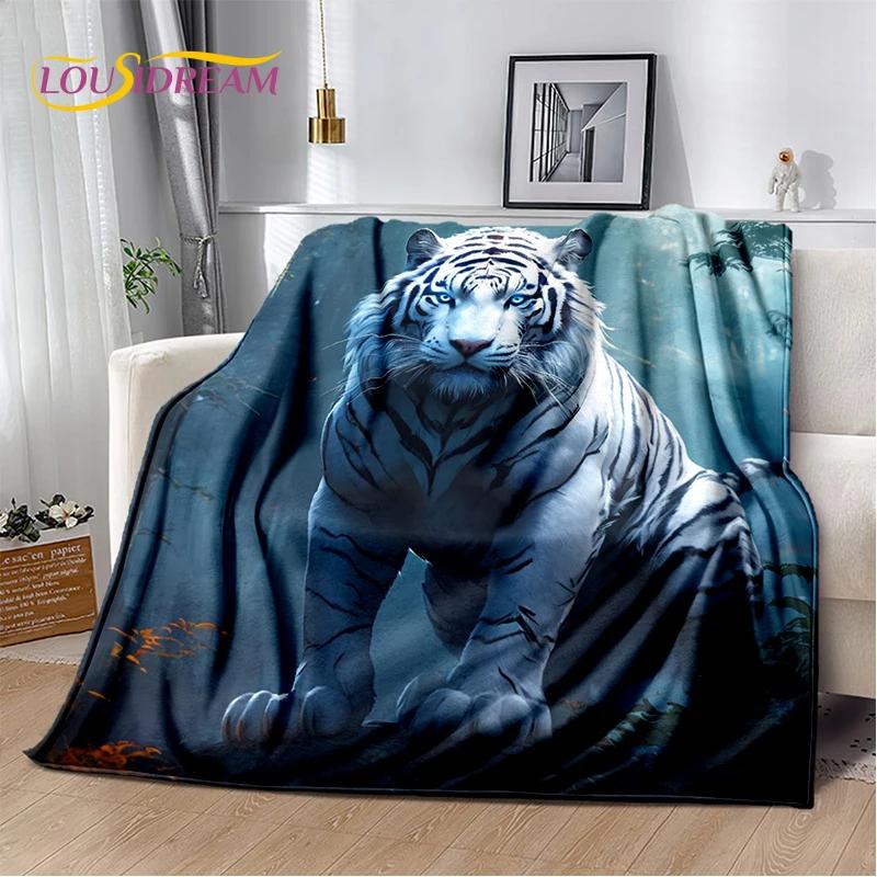 Wilde Tiger-Löwe-Leopard-Tier-Wildtier-Cartoon-Decke, weiche Überwurfdecke für Zuhause, Schlafzimmer, Bett, Sofa, Picknick, Büro