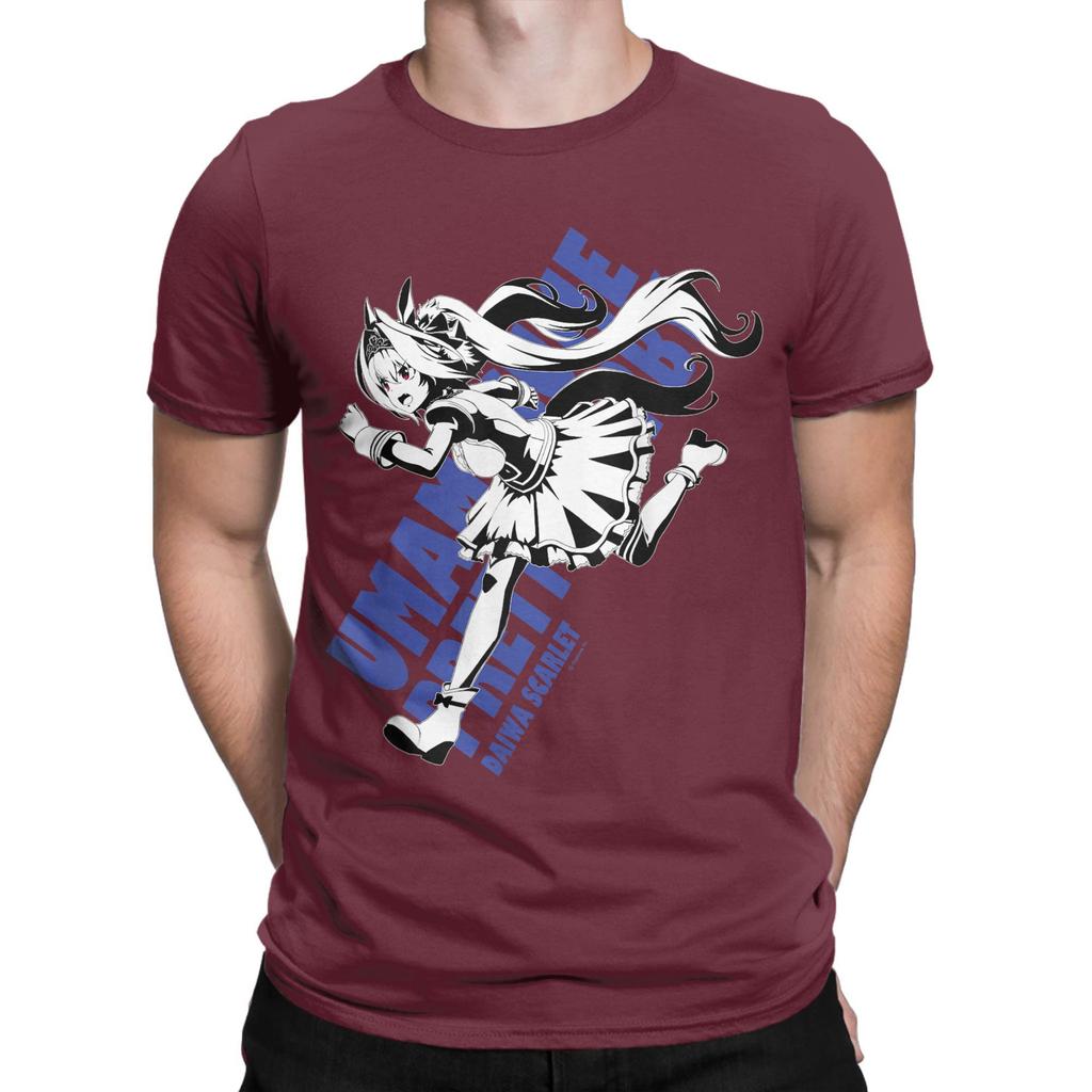 Awesome Umamusume Pretty Derby Daiwa Scarlet T-Shirt Men Round Collar 100% Cotton T Shirt  Short Sleeve Tees Summer Clothing