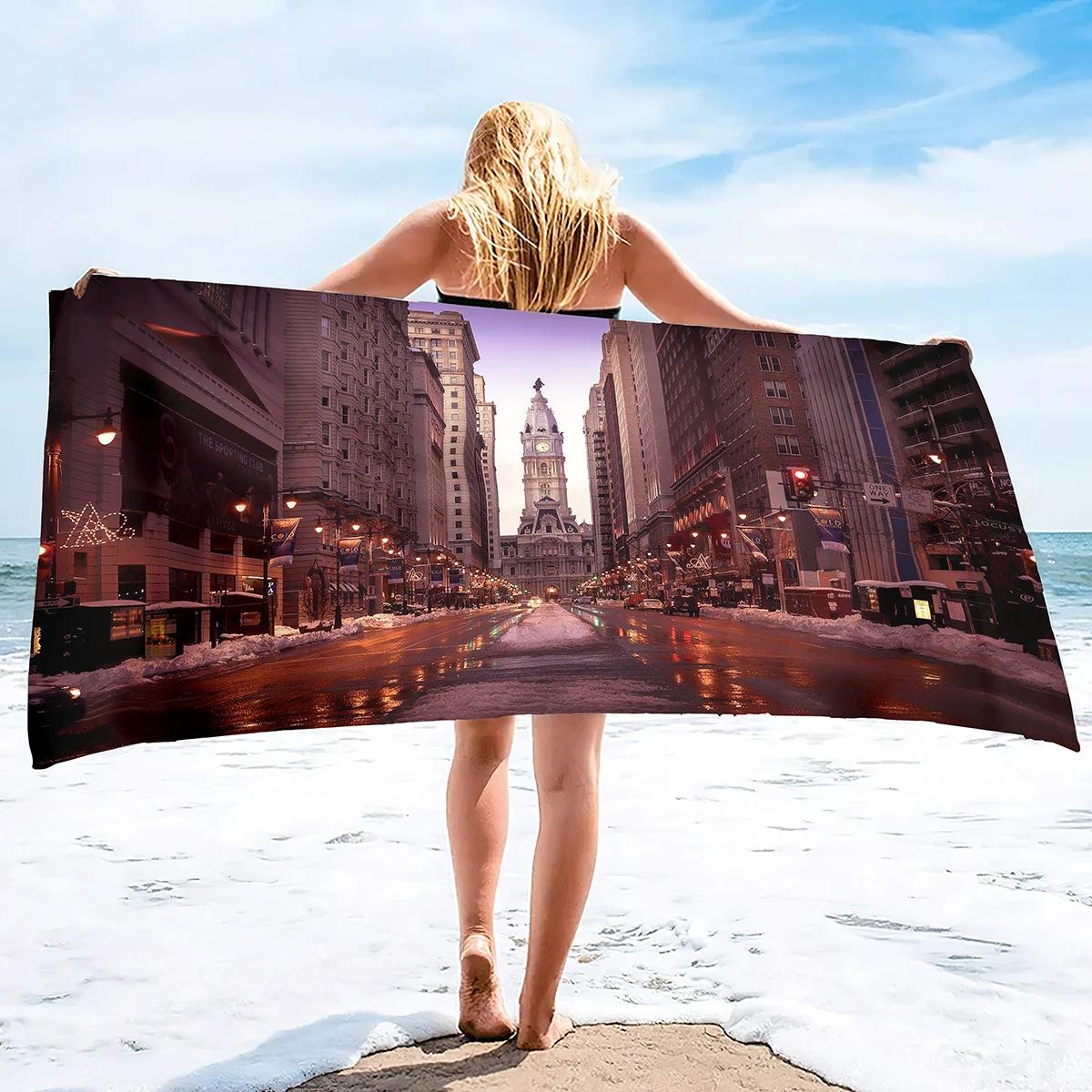 

Comfy Bath Towels New York City Large Size Bath Pool Spa Travel Beach Towels Quick Wash and Dry Sand Proof Lightweight Towels W40*H60(CM)