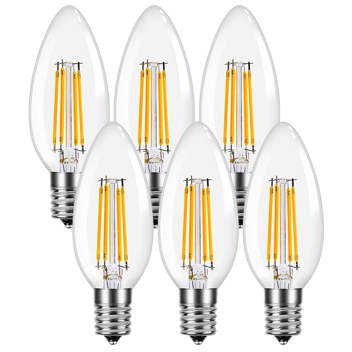 

Lepro LED Bulbs, E17 Omnidirectional, 40W Equivalent, Warm White, Chandelier Bulbs, 6-Pack, Non-Dimmable, 17mm Base, C35 Filament Bulb, High Color