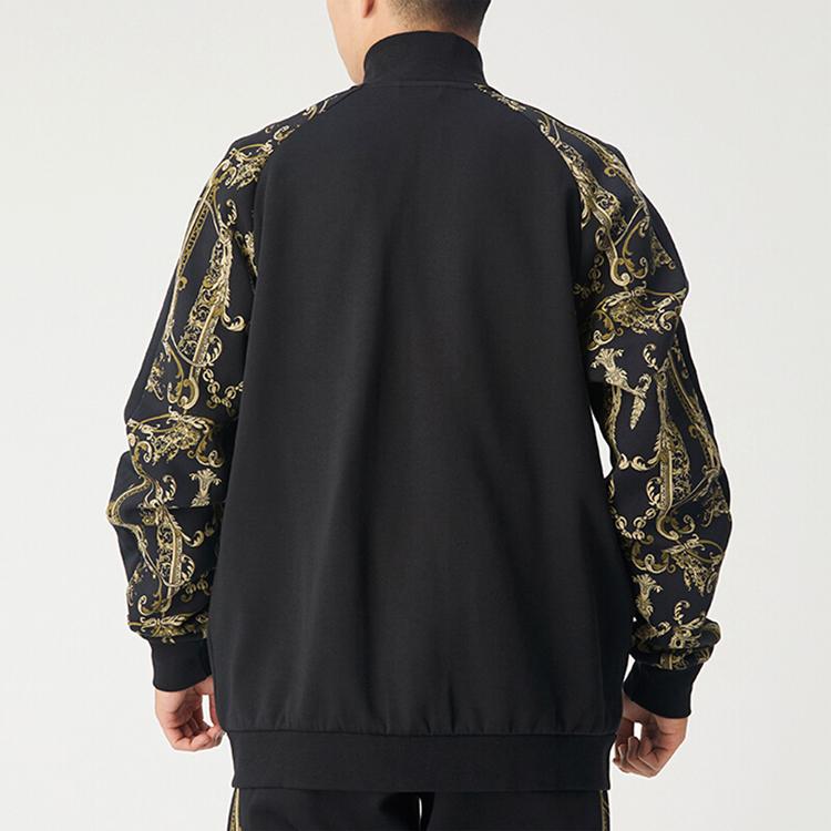 Puma Luxe Aop Track Full-Zip Stand Collar Jacket Men Jacket Black Gold 530310-01