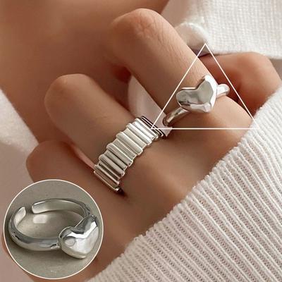 Ring für Frauen, Schmuck, Streifen, Herz, Finger, offen, Vintage, handgefertigter Ring für Party, Geburtstag, Geschenk