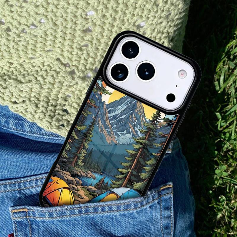 Camping Nature Mountain Soft Phone Case Cover for IPhone 11 12 13 14 15 16e 17 Pro Max Coque for IPhone 17 Air