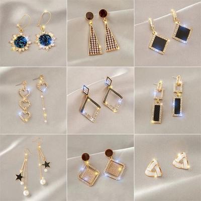 925 Silver Needle Geometric Pearl Earrings For Women Fashion Earrings Flowing Tassel Earrings Elegant Jewelry