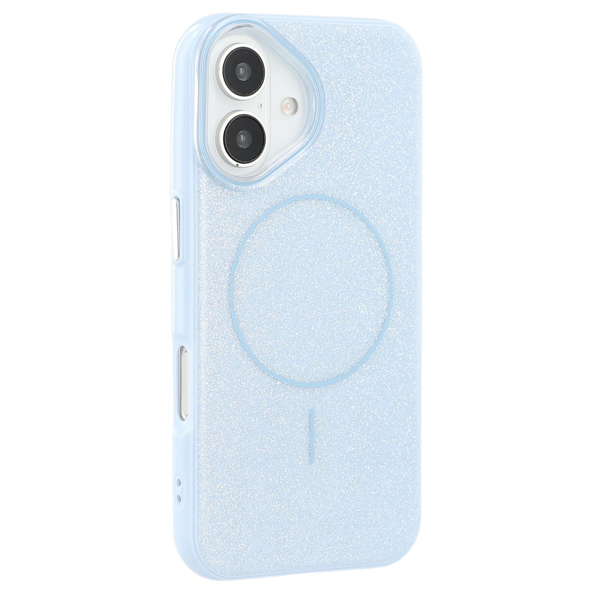 

For iPhone 16 Case Compatible with MagSafe Glitter Design IMD TPU+PC Phone Back Cover Blue