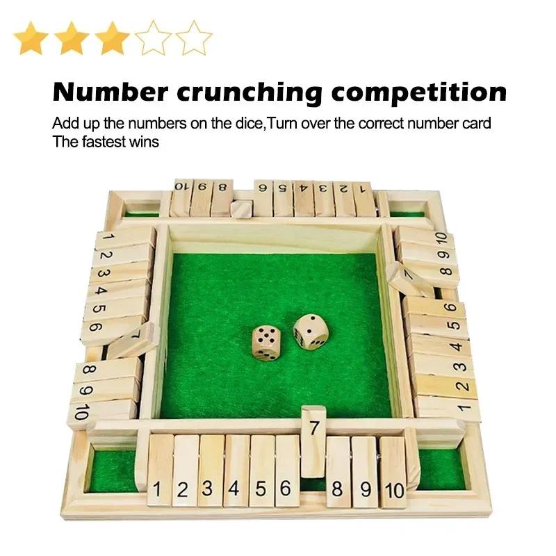 Montessori Wooden Board Game Kids Learning Educational Toys 10 Numbers Four Sided Shut Party Club Games Interesting Family Game
