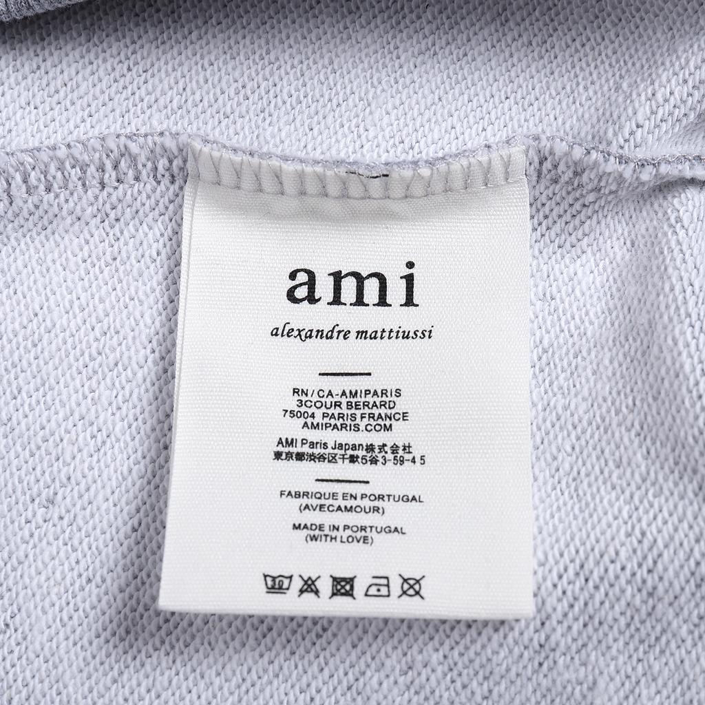 AMI 2025 Autumn and Winter New Letter Embroidery High-quality Cotton Round Neck Hoodie Couple Pullover