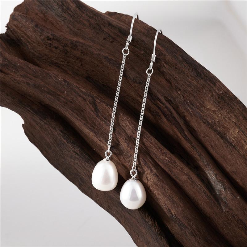 Elegante Ohrringe mit Quasten aus natürlichen Perlen für Damen - 925er Sterlingsilber, Xiaohongshu-Stil, Nischenmode.