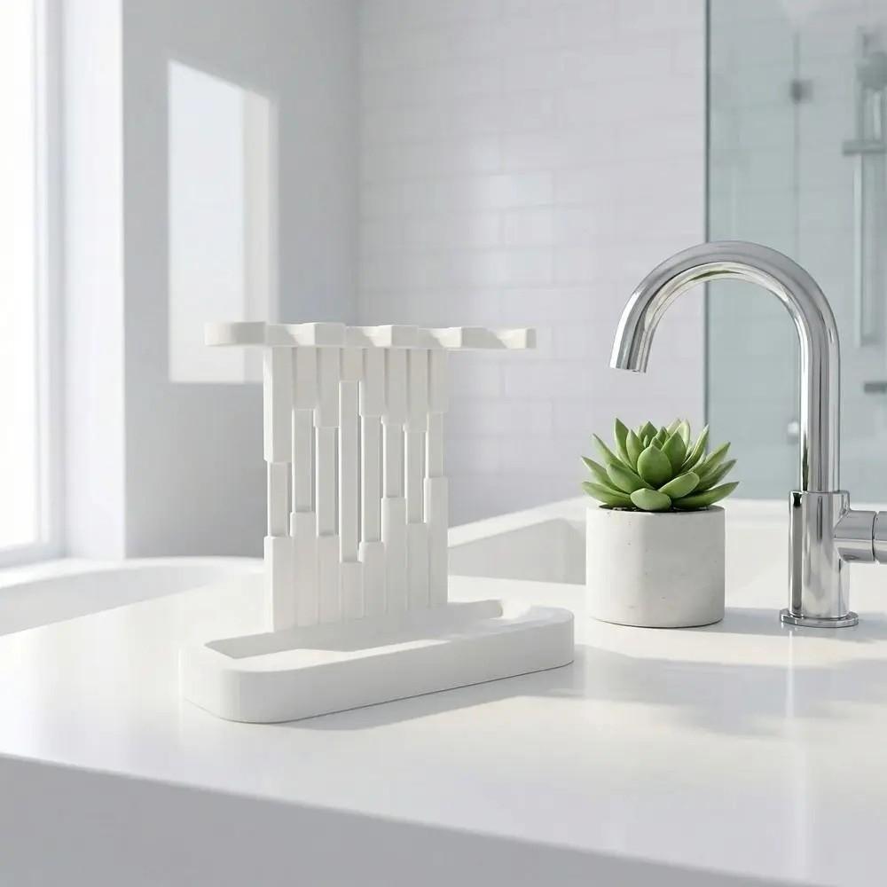 Plastic Toothbrush Head Holder 3D Printed Bathroom Storage Rack Keeps Heads Dry