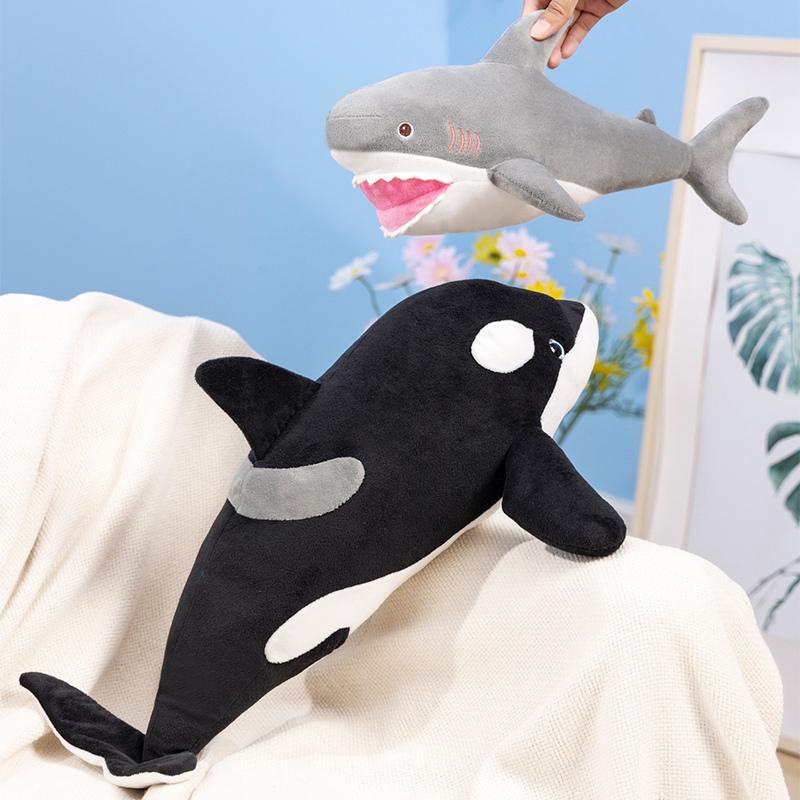 1pc 40/50CM Cartoon Killer Whale & Shark Plush Toys Stuffed Soft Animal Pillow Lovely Shark Dolls for Children Kids Birthday
