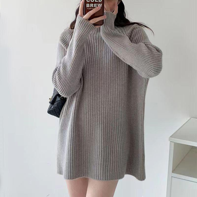 Einfacher Pullover mit halbem Rollkragen in Unifarbe, Basic-Strickpullover, Winter-Neuheit, Strickpullover für Damen, Trend