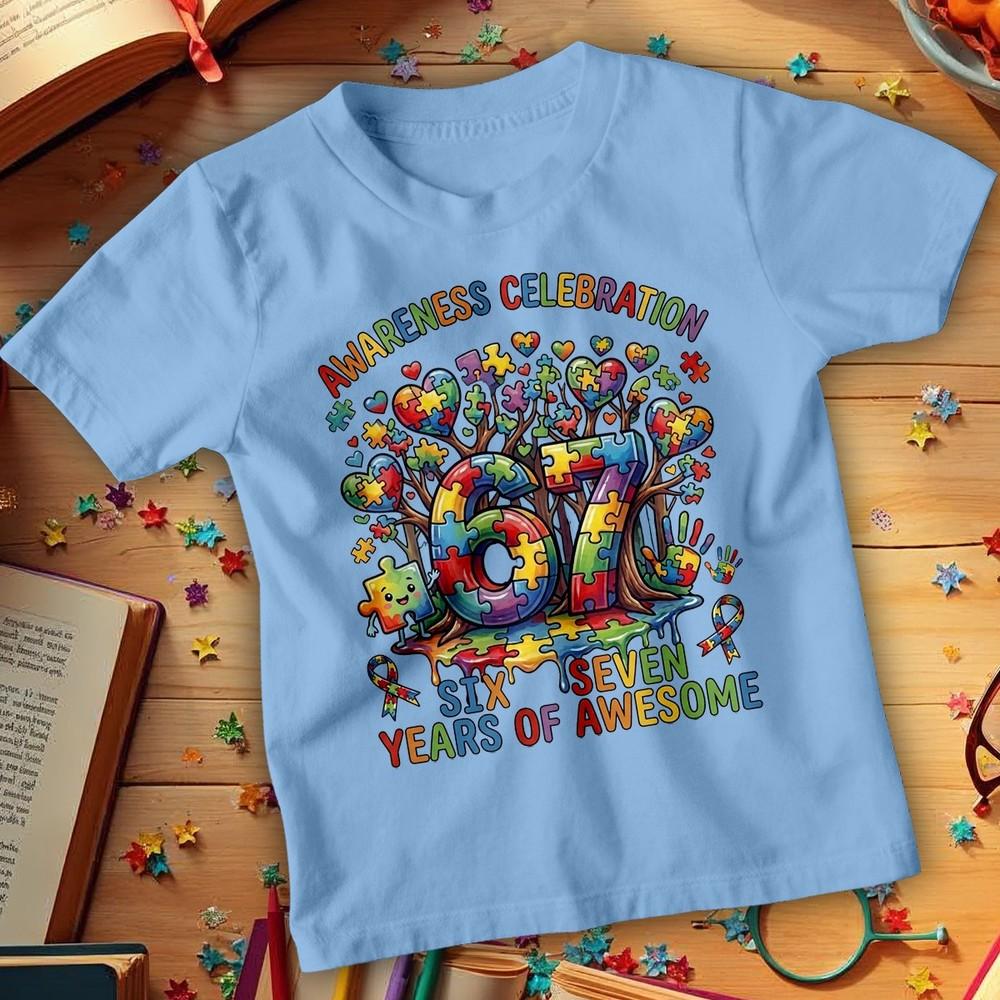 67 Six Seven Autism Awareness TShirt Funny Meme School Event Adults Kids Tee 5 S